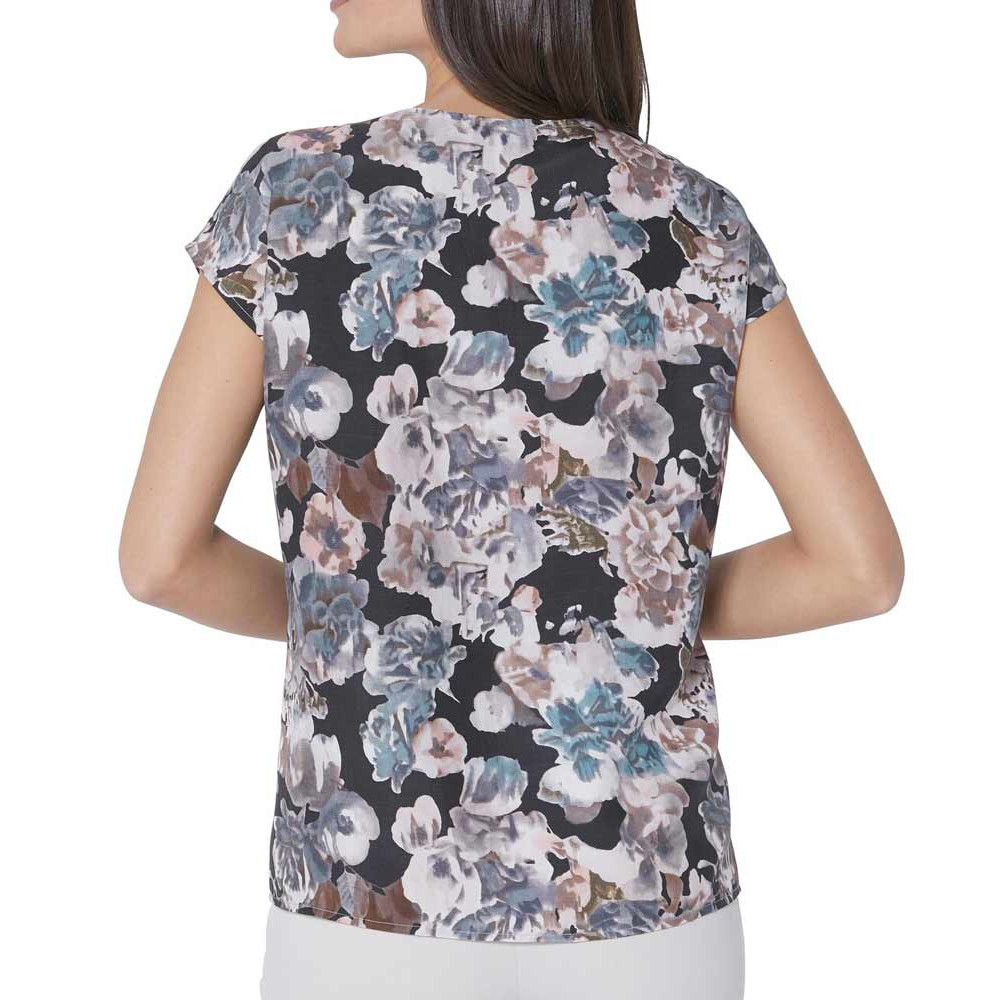 Seidenbluse rosé-grau-bedruckt