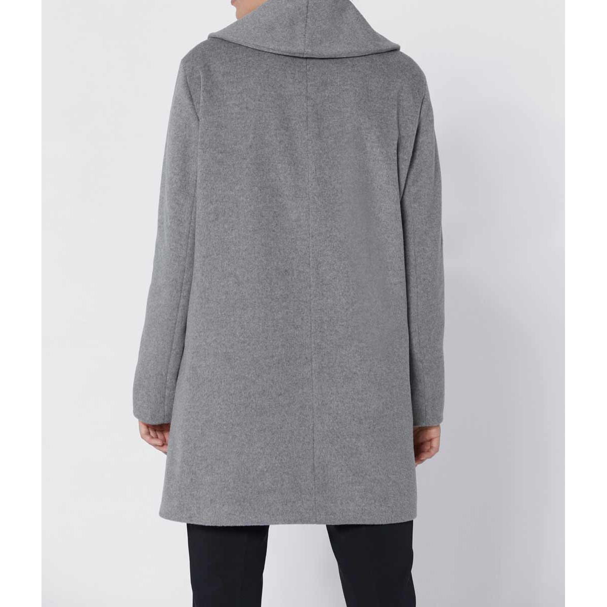 Luxus-Wollflausch-Longjacke grau-meliert