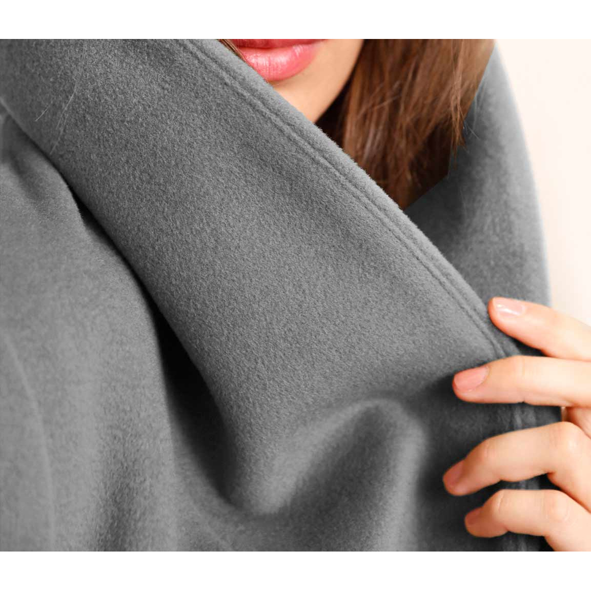 Luxus-Wollflausch-Longjacke grau-meliert