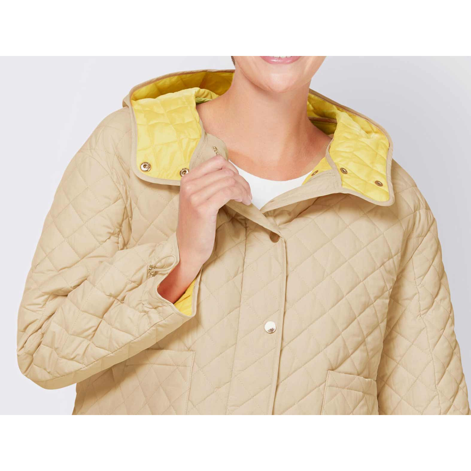 Übergang-Steppjacke m.Kapuze sand-zitrone