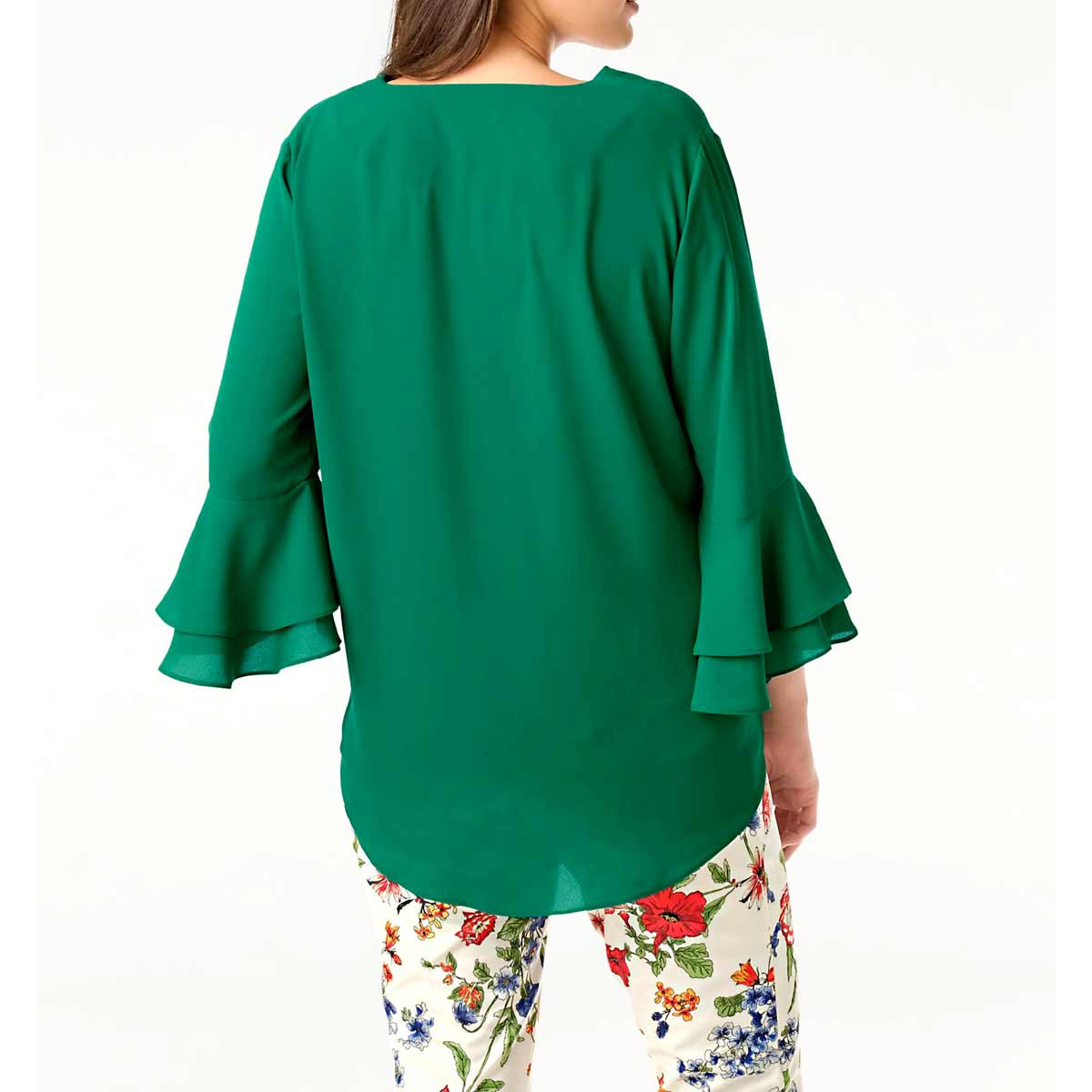 Designer-Bluse m. Volants grün
