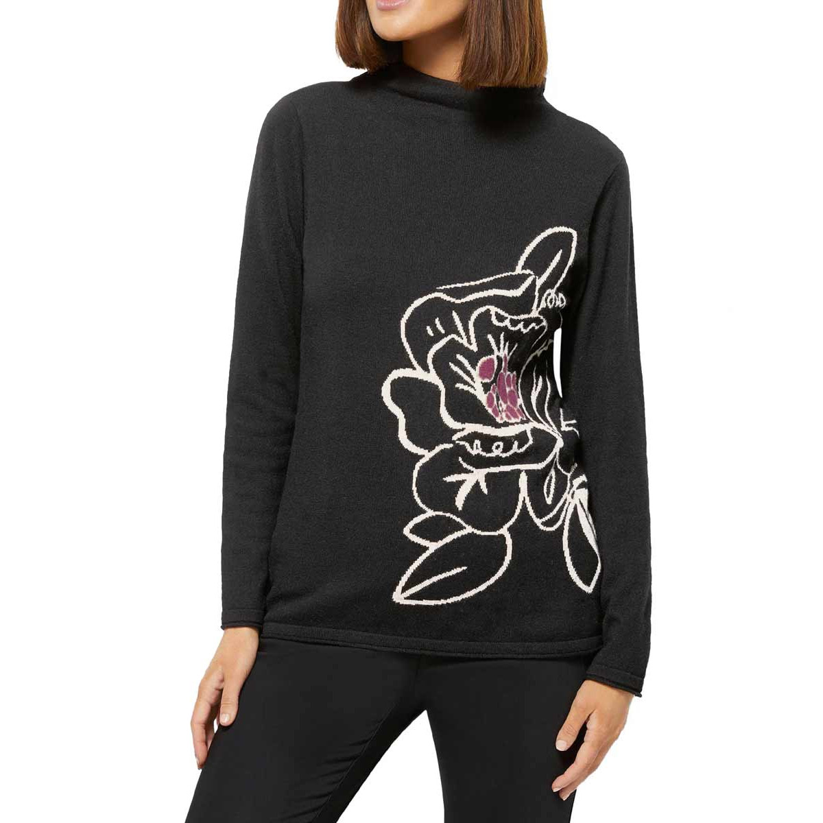 Wollpullover schwarz-gemustert