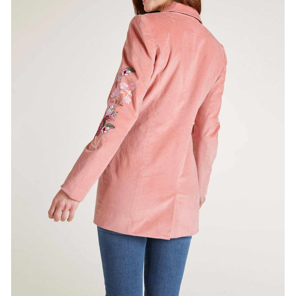 Designer-Samtblazer m. Stickerei rosa