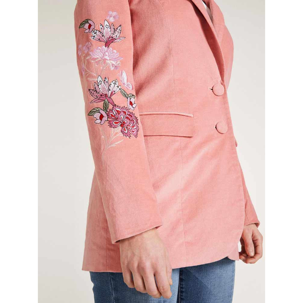 Designer-Samtblazer m. Stickerei rosa