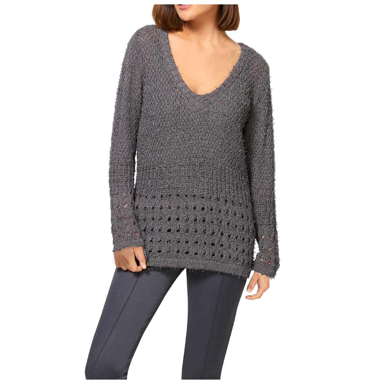 Pullover m. Flauschgarn grau