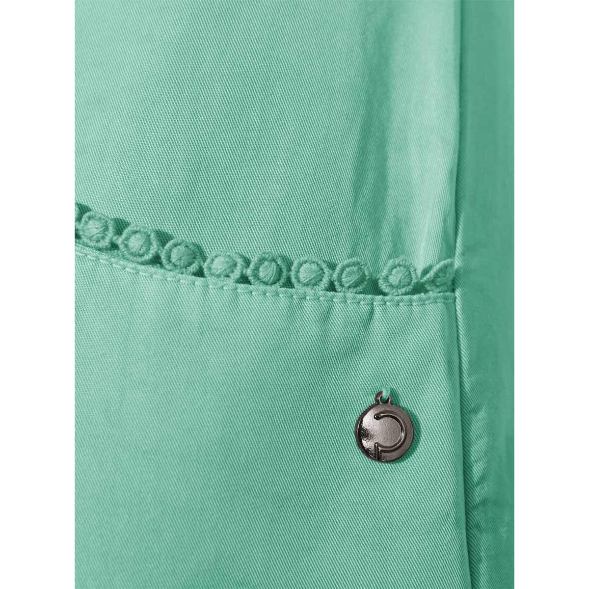 Lyocell-Kleid m.Biesen und Spitzenborte salbei