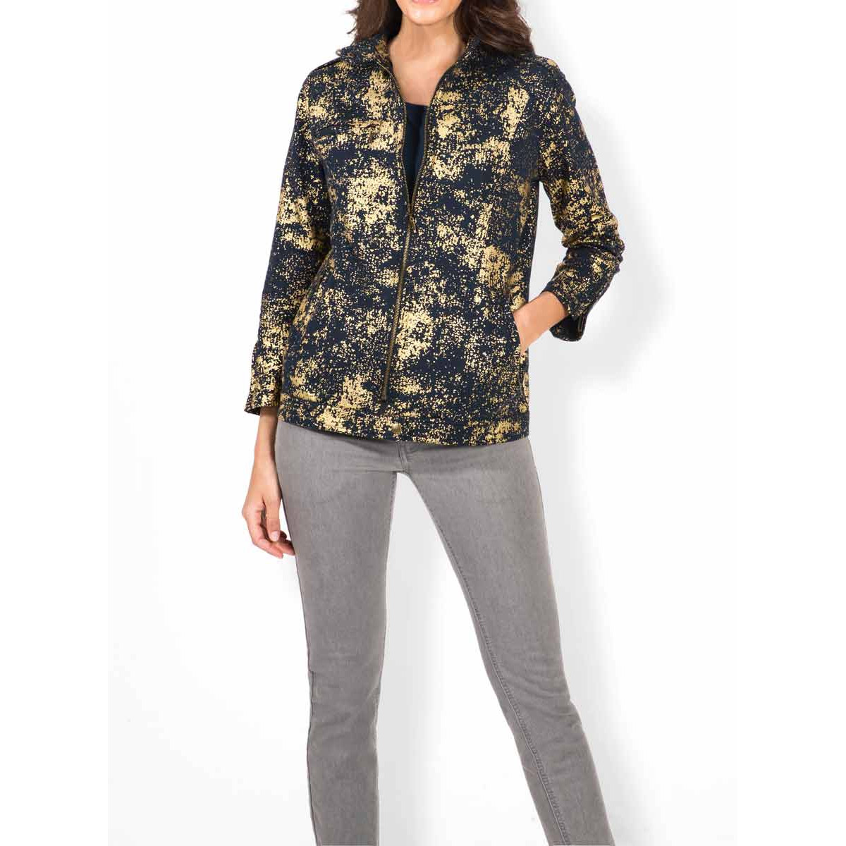 Sweatjacke marine-goldfarben