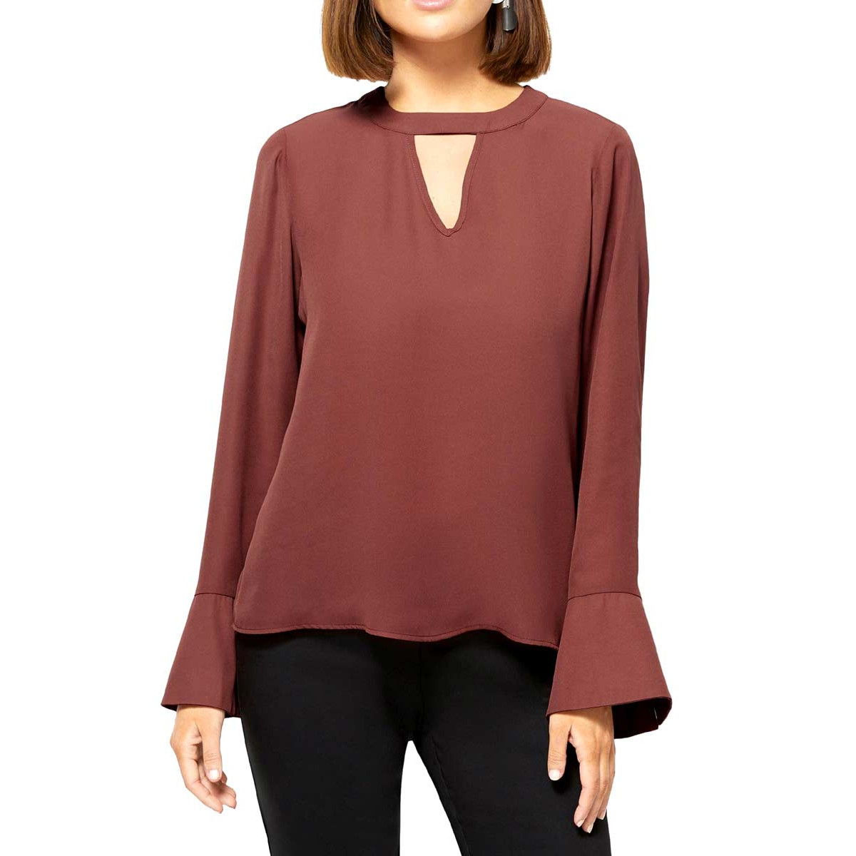 Bluse m. Cut-Out rotbraun