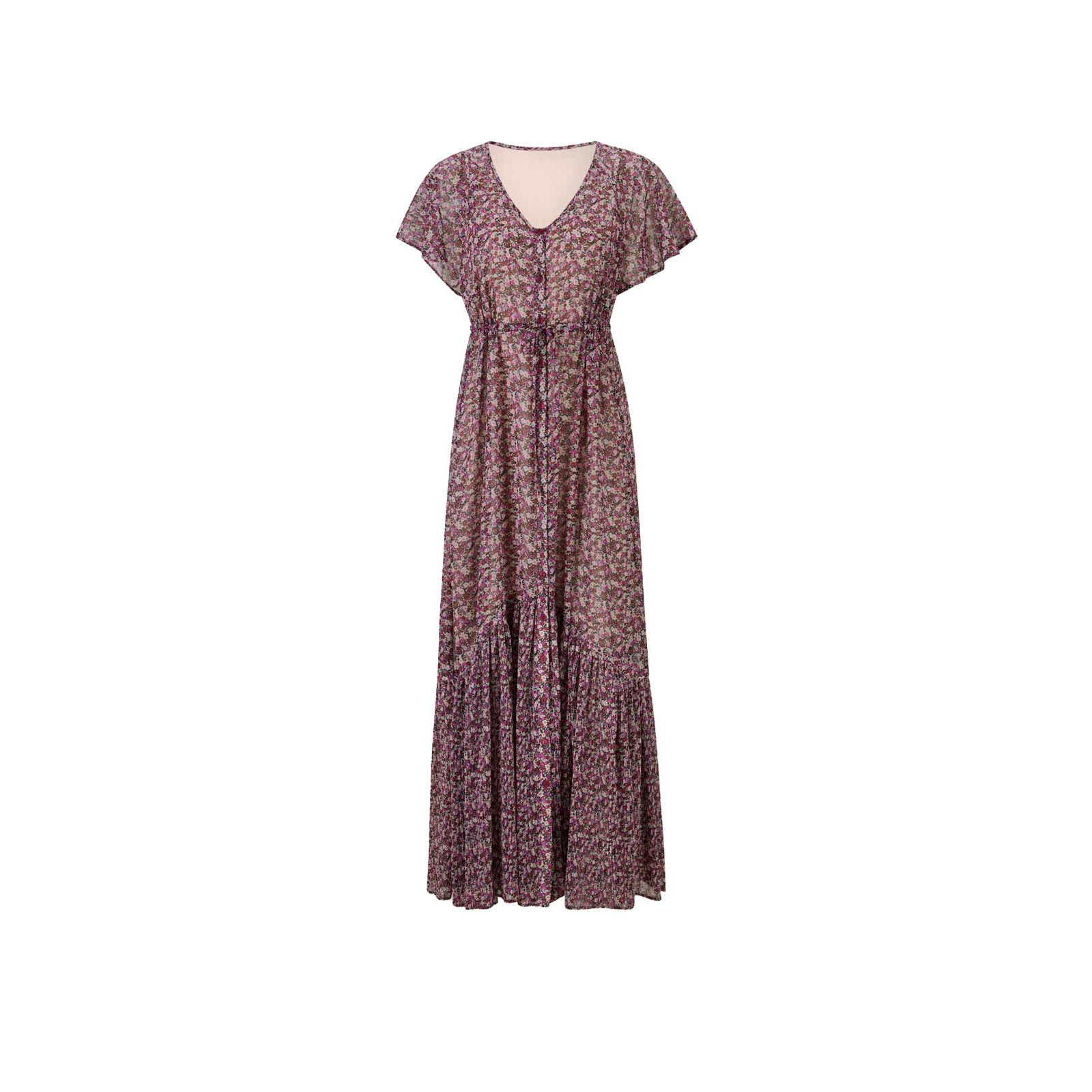 Chiffon print dress dark red / fuchsia