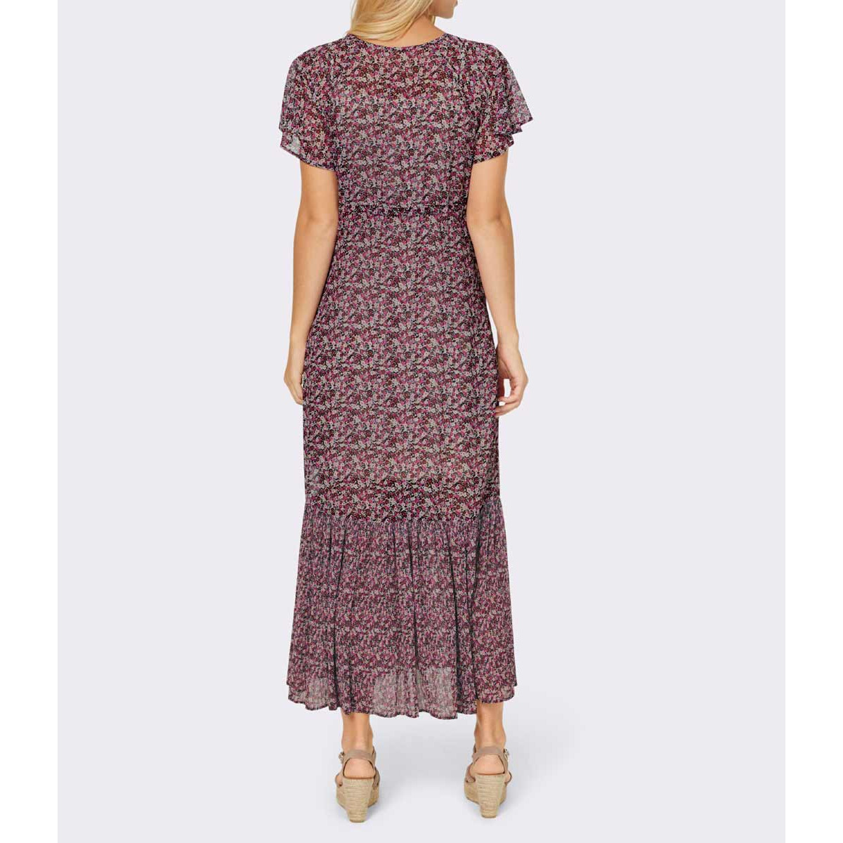 Chiffon print dress dark red / fuchsia