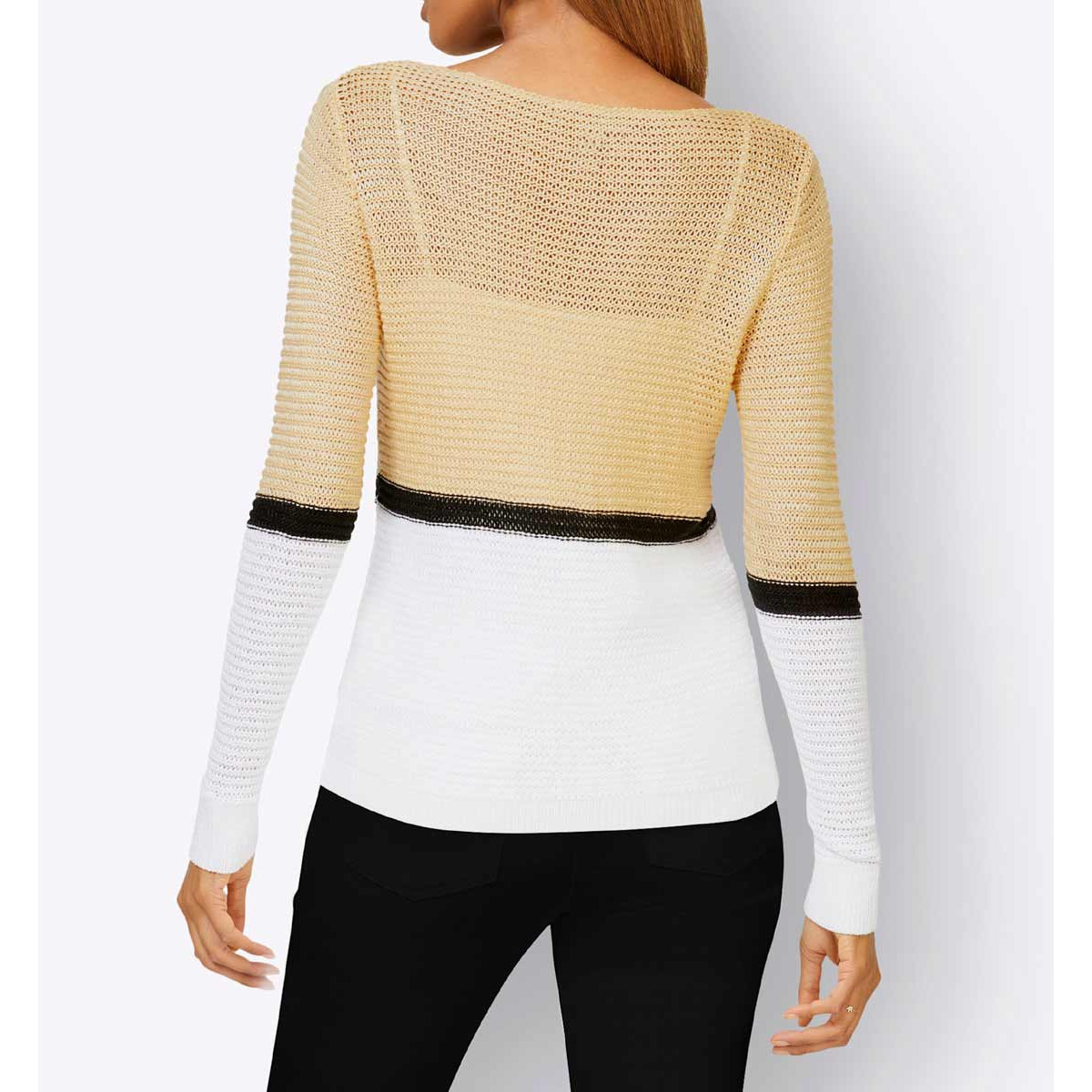 U-Boot-Ausschnitt-Pullover ecru-vanille