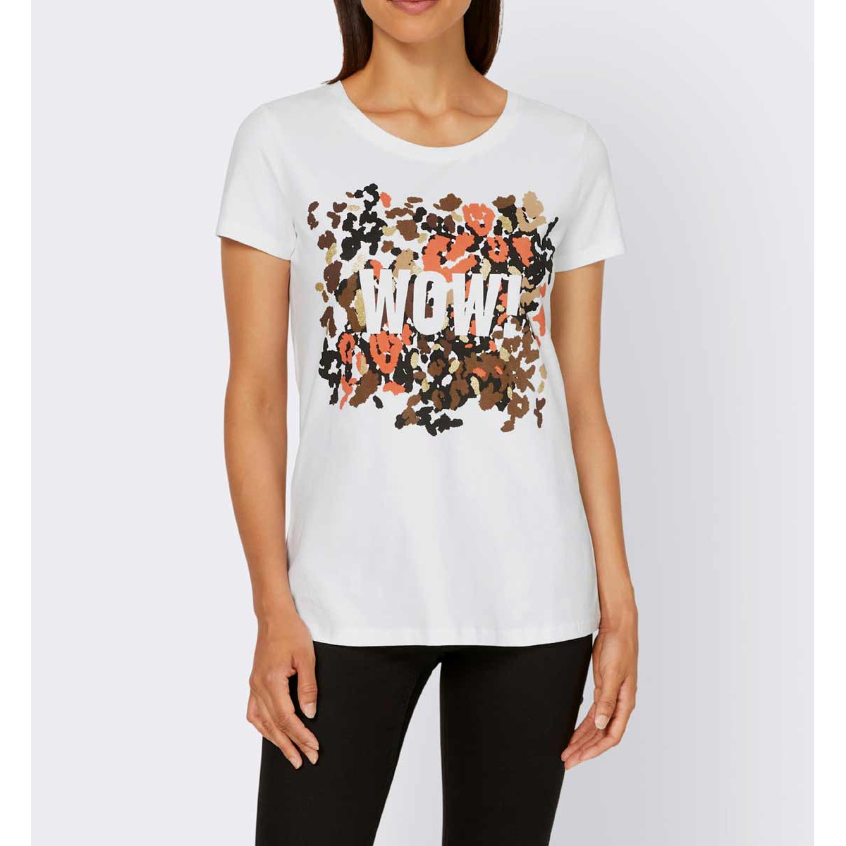 Designer-Shirt m. Druck-Bild ecru