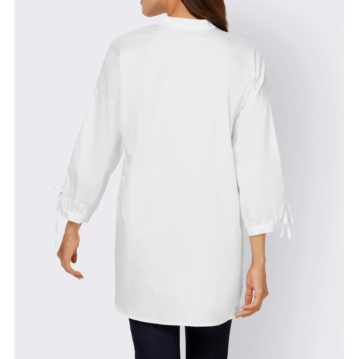 Designer-Stehkragenbluse m.Cut-Outs weiß
