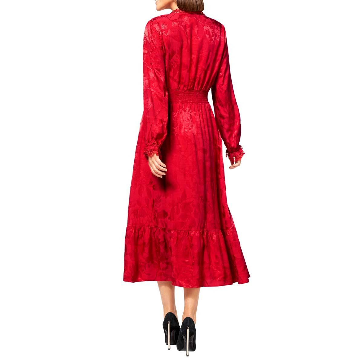 Jacquard-Kleid rot
