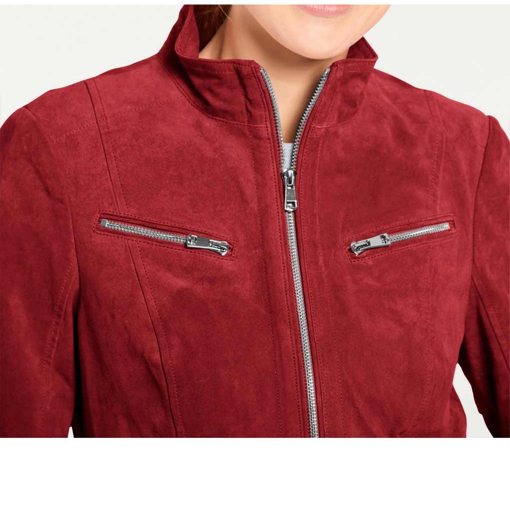 Velourslederjacke rot
