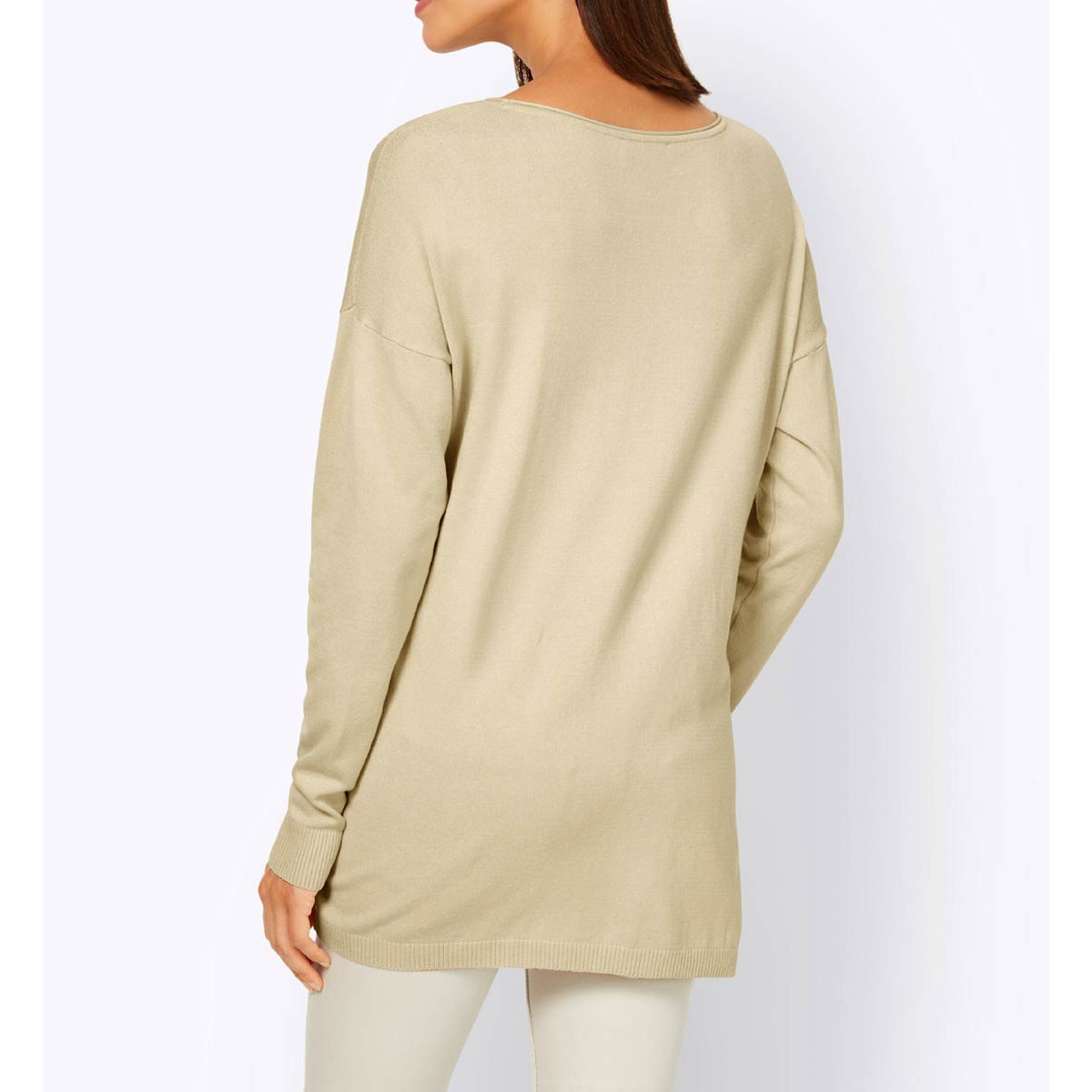 Designer-Pullover m. Glitzersteinchen sand