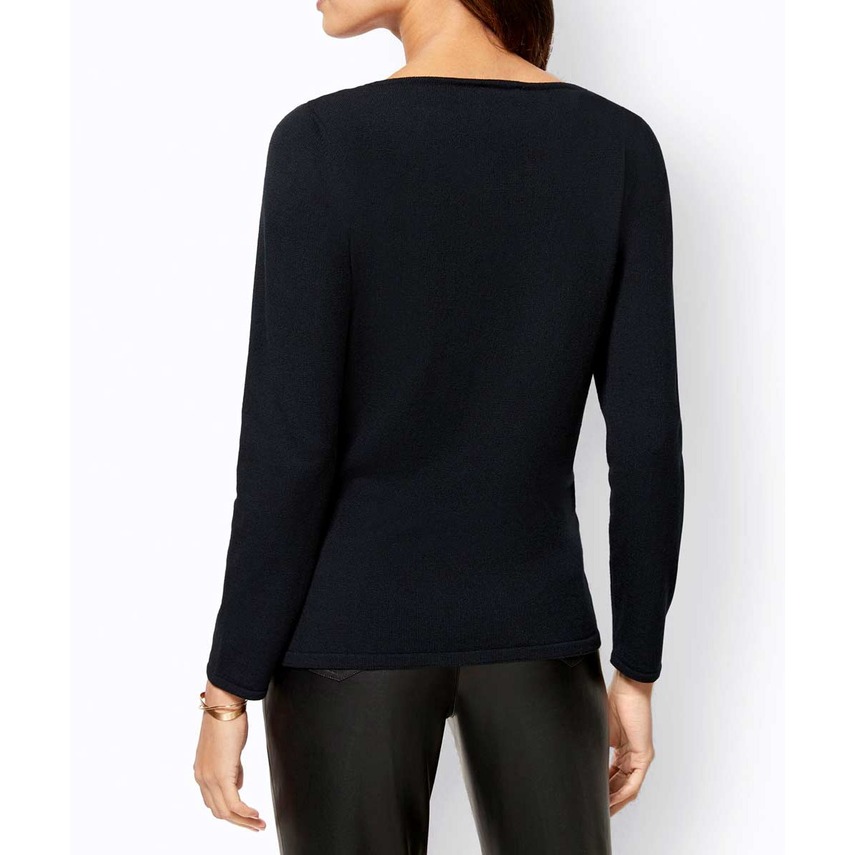Intarsien-Pullover schwarz-rostrot-gemustert