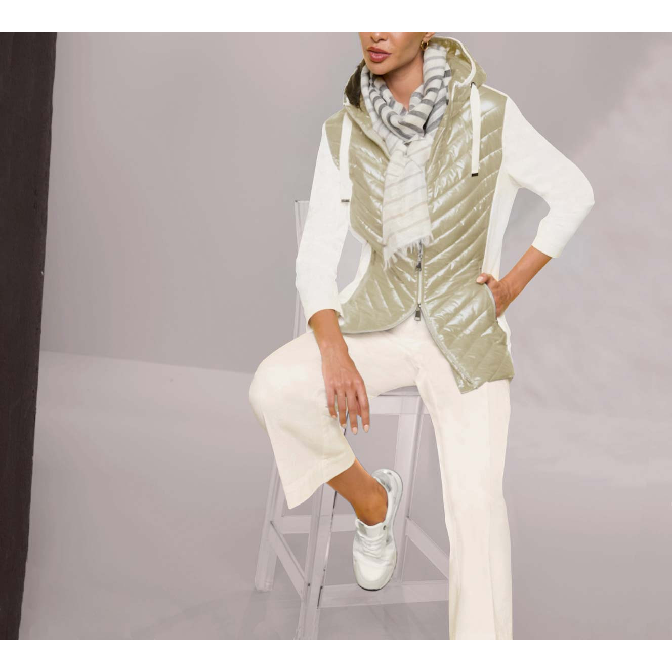 Designer-Stepp-Jersey-Jacke gold-ecru
