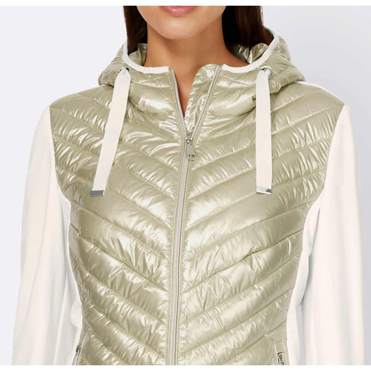 Designer-Stepp-Jersey-Jacke gold-ecru