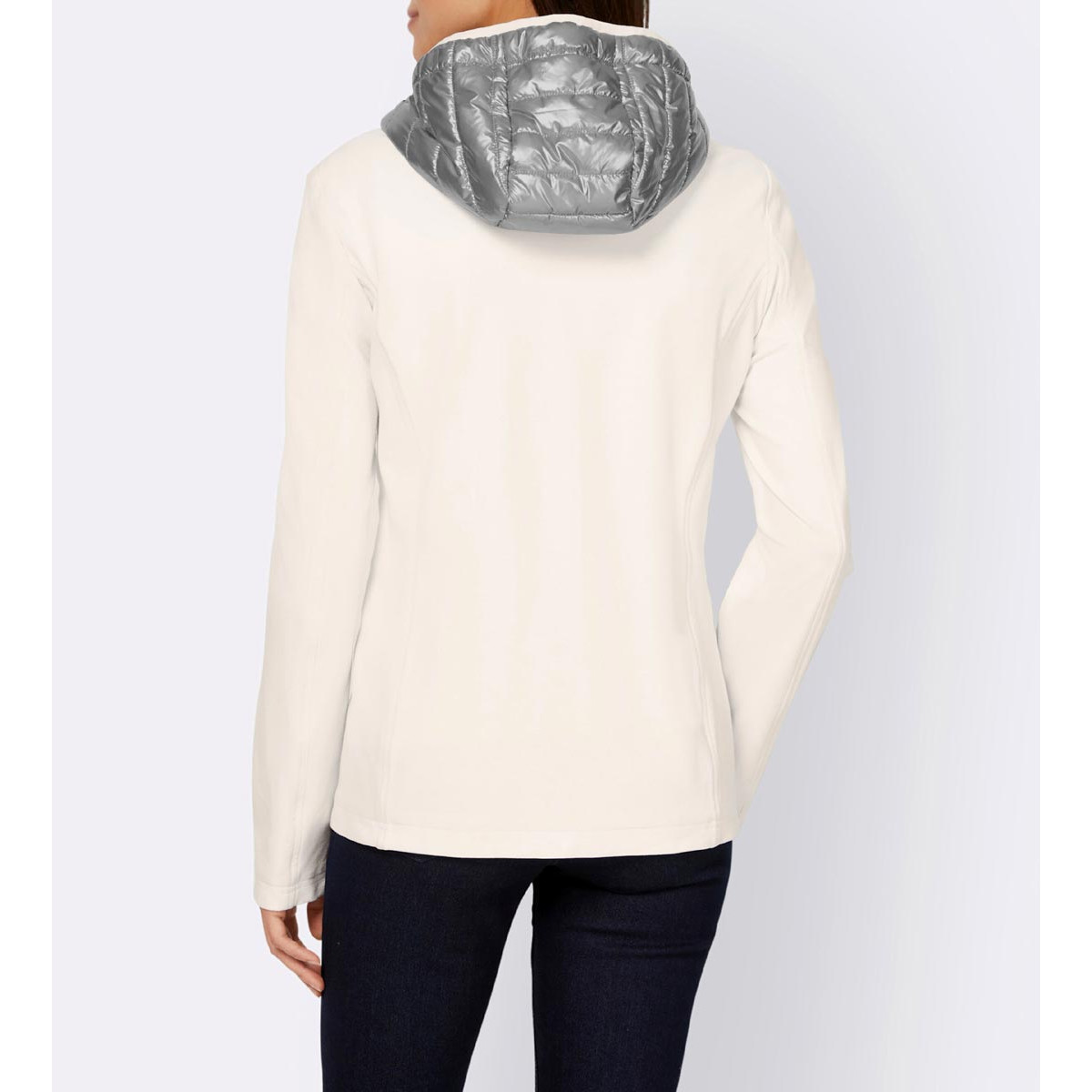Designer-Stepp-Jersey-Jacke silber-ecru