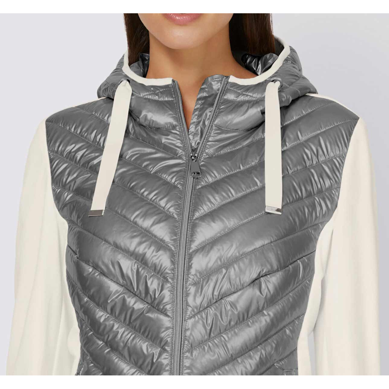 Designer-Stepp-Jersey-Jacke silber-ecru