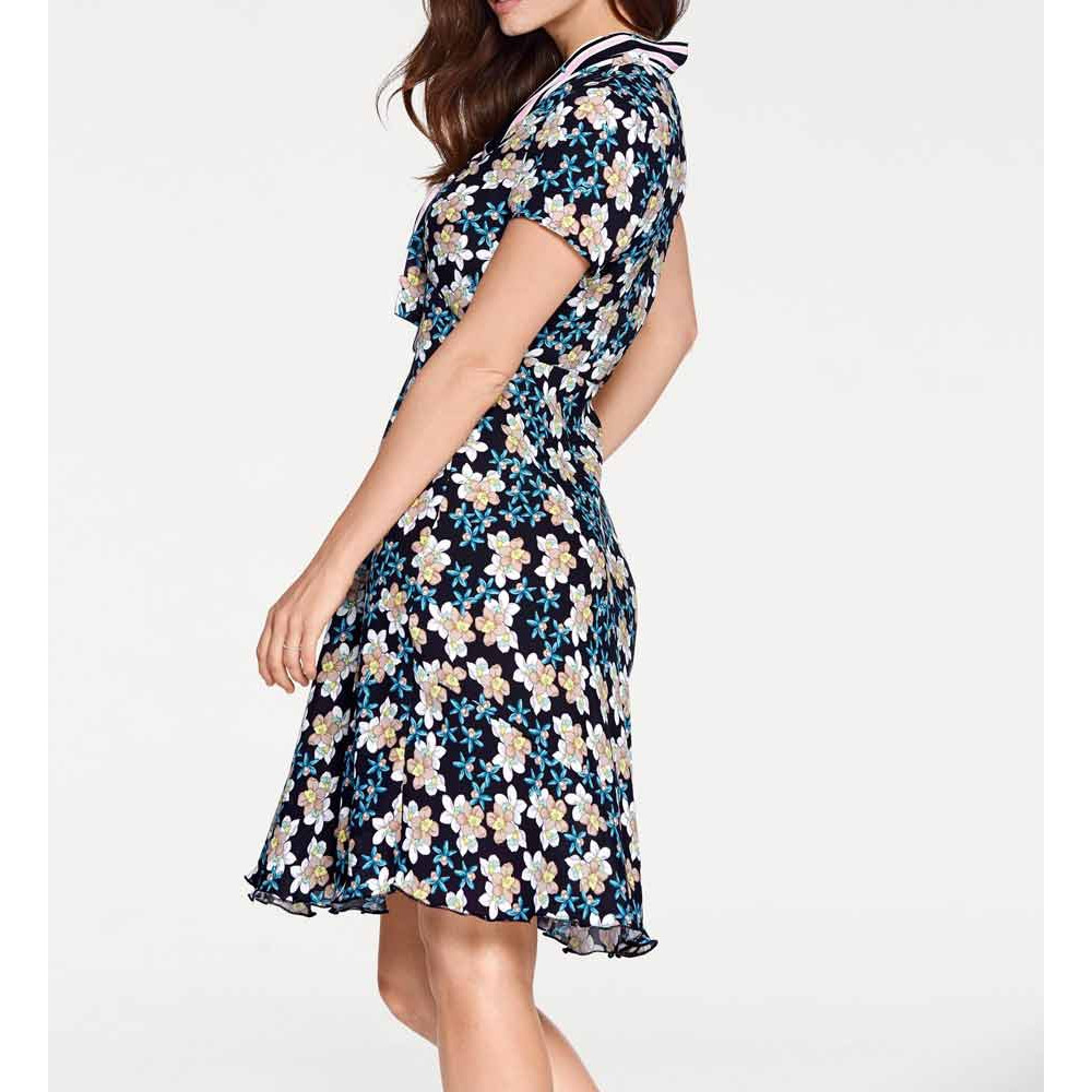 Designer-Druckkleid m. Schluppe bunt