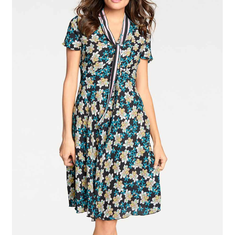 Designer-Druckkleid m. Schluppe bunt