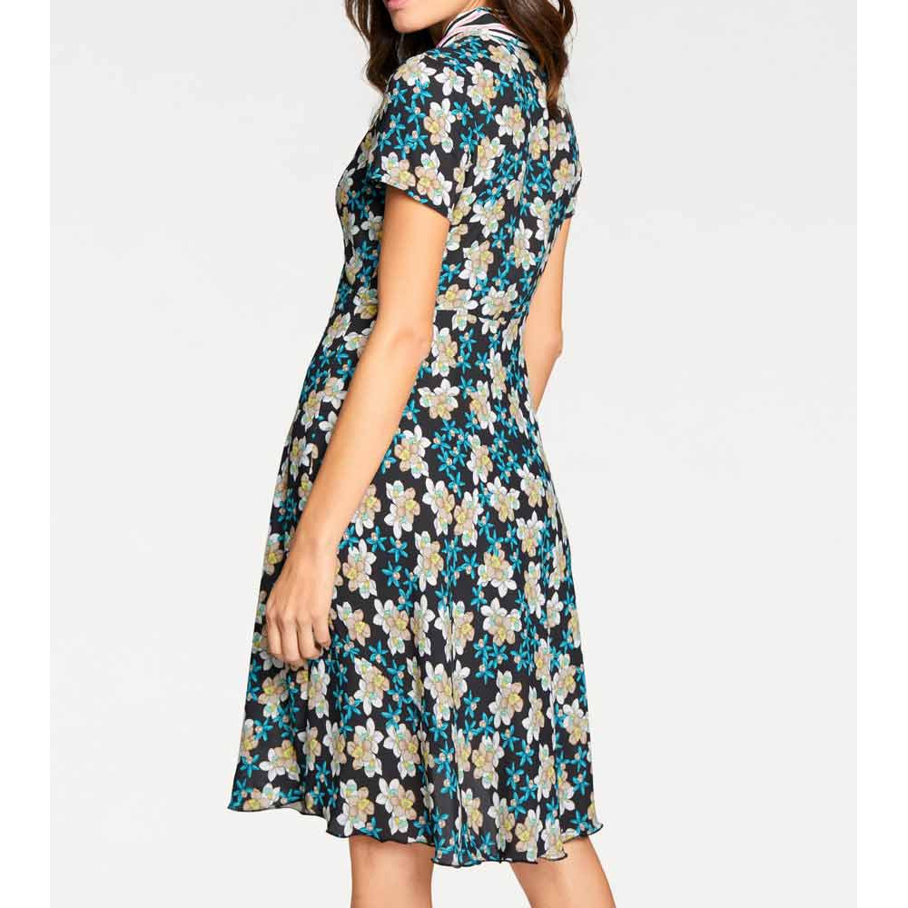 Designer-Druckkleid m. Schluppe bunt