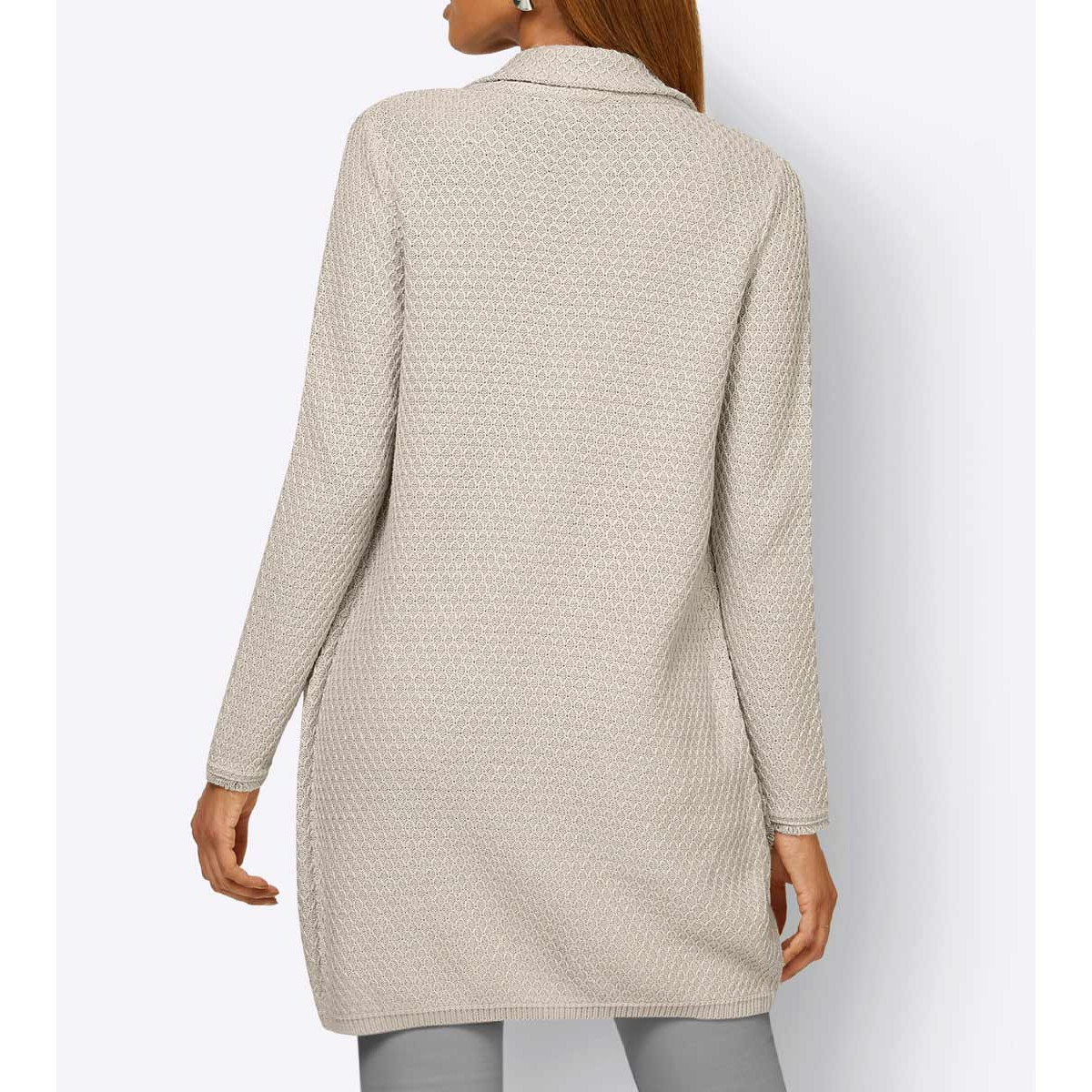Strickjacke m. Rauten-Optik-Muster hellgrau