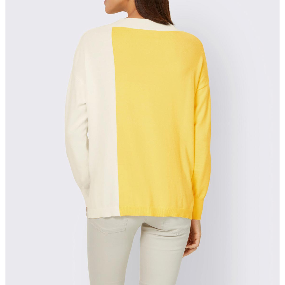 Designer-Color-Blocking-Pullover zitrone-ecru