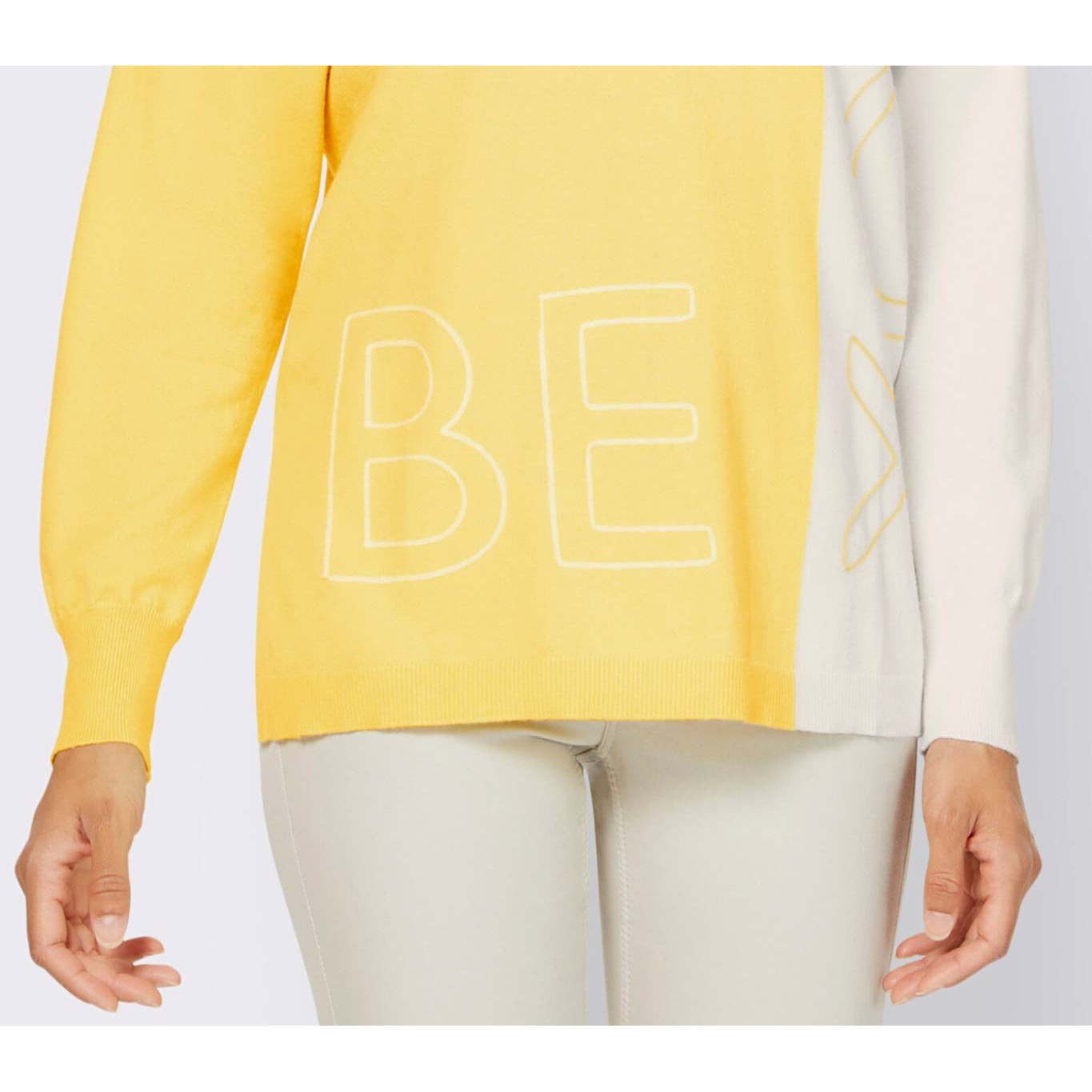 Designer-Color-Blocking-Pullover zitrone-ecru