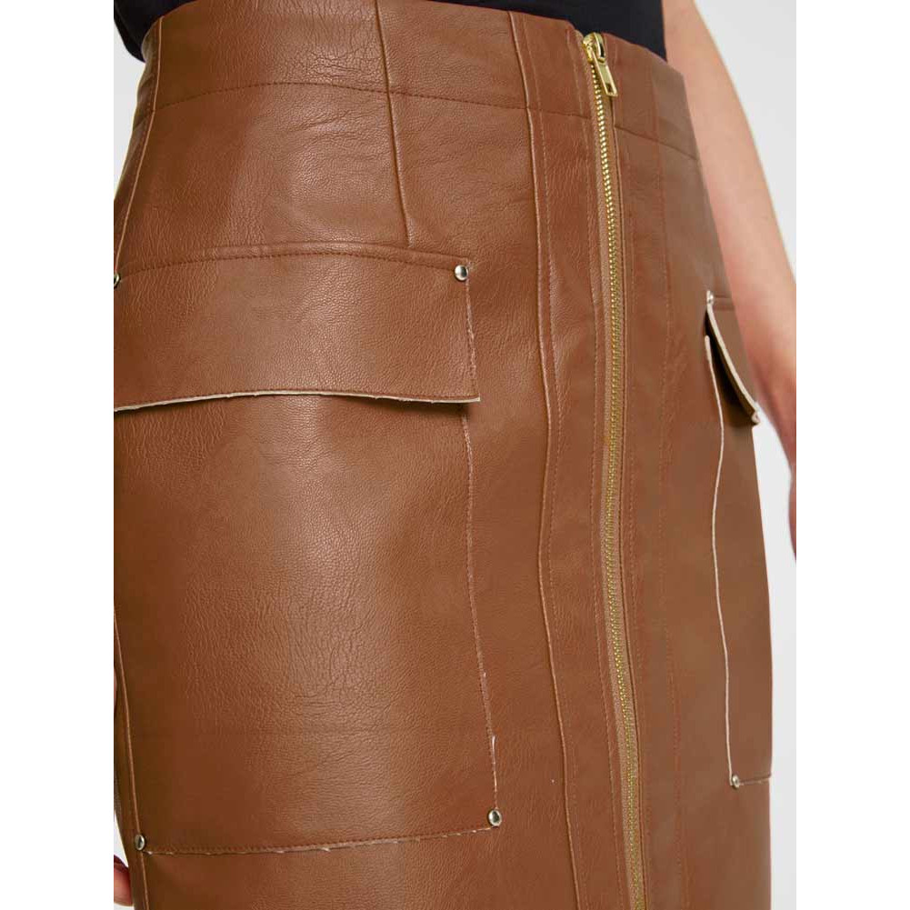 Designer-Lederimitatrock nougat