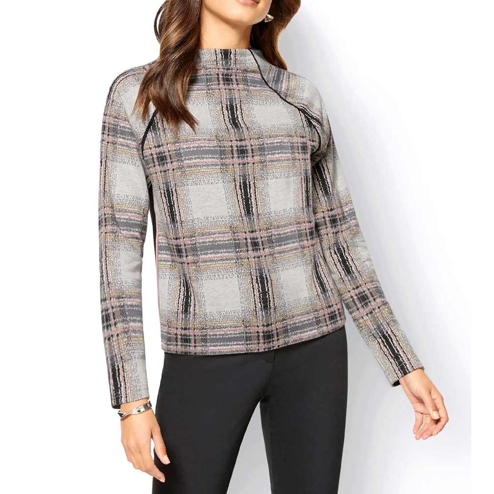 Strickshirt ecru-kariert
