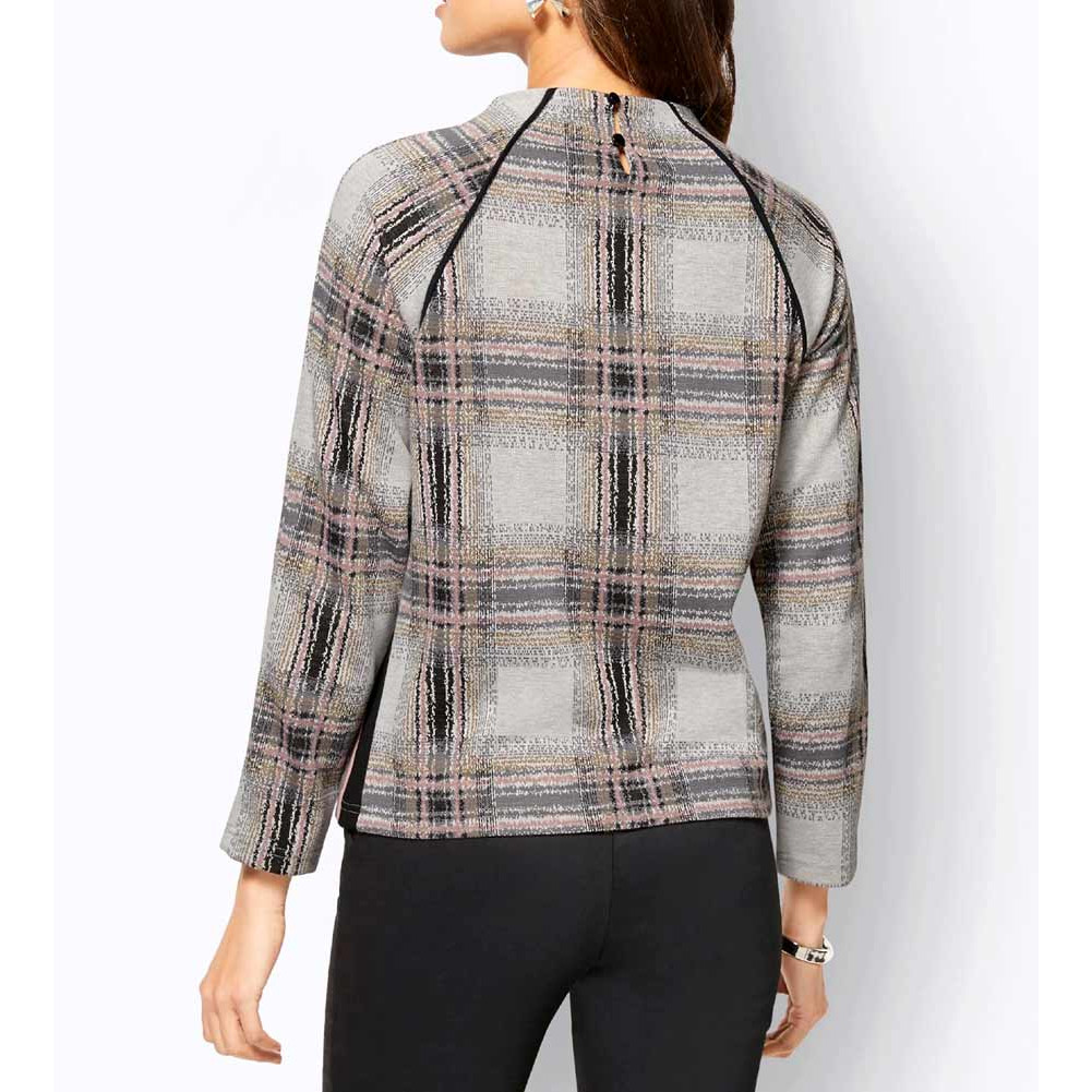 Strickshirt ecru-kariert
