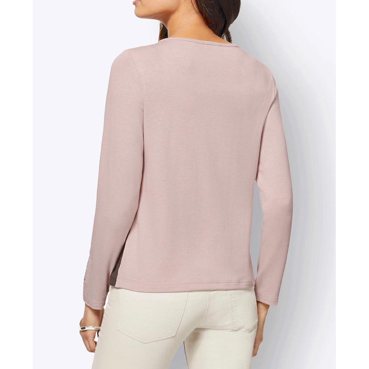 Jerseyshirt m. Stickerei rosé-grau