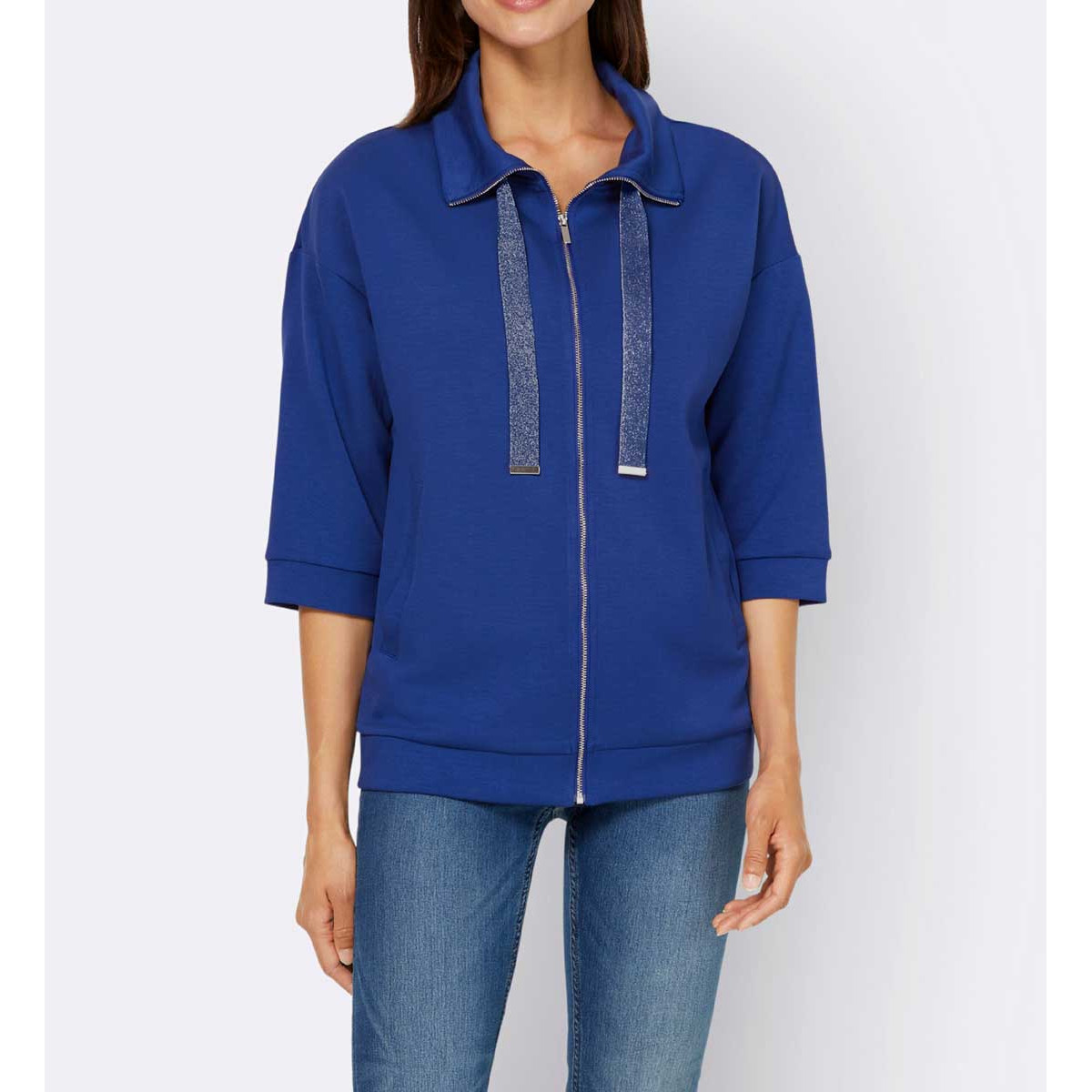 Designer-Shirtjacke m.Troyerkragen royalblau