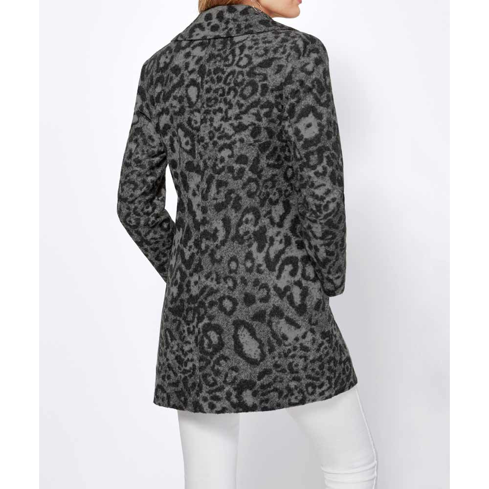 Wollflausch-Longblazer grau-schwarz
