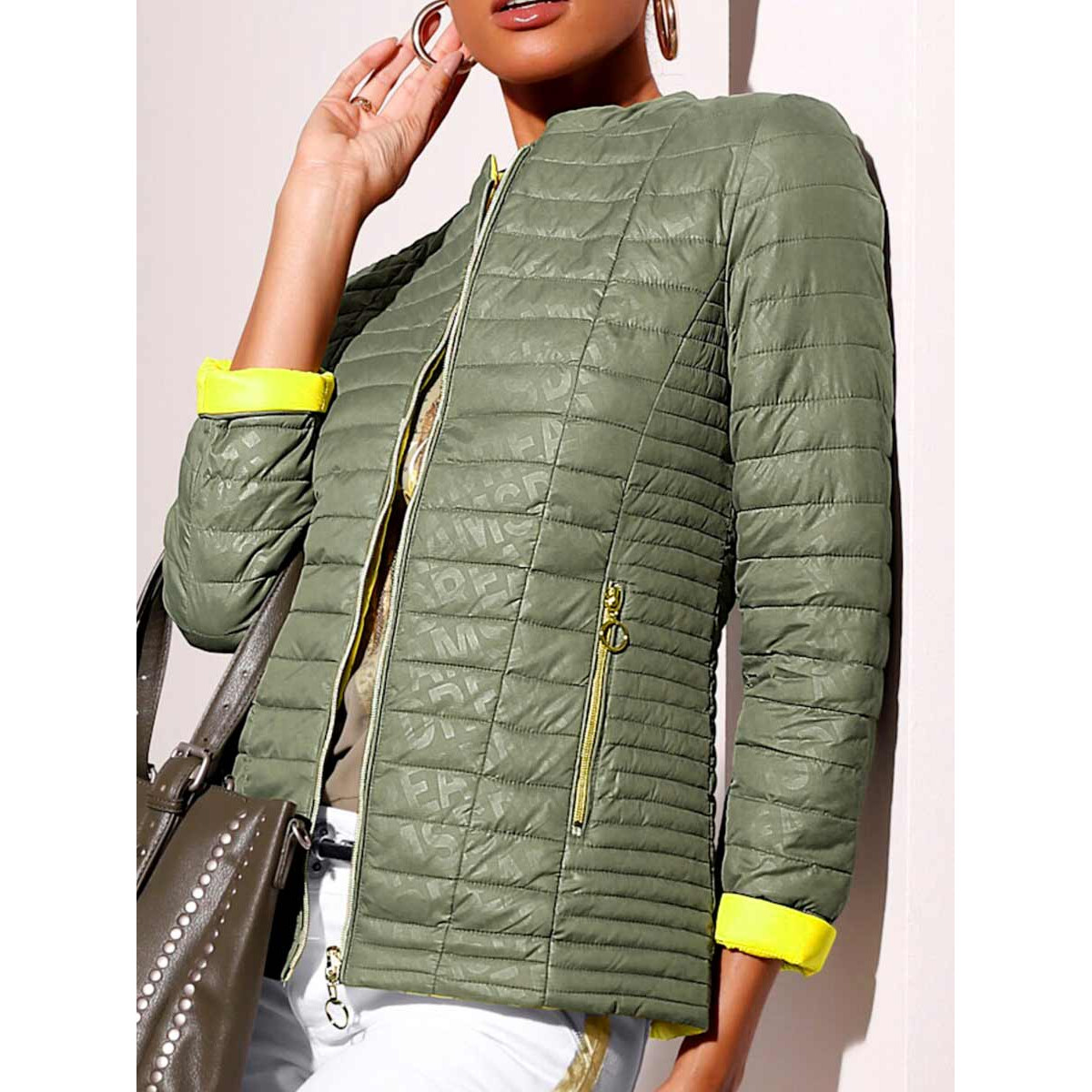 Wende-Sommersteppjacke khaki-gelb
