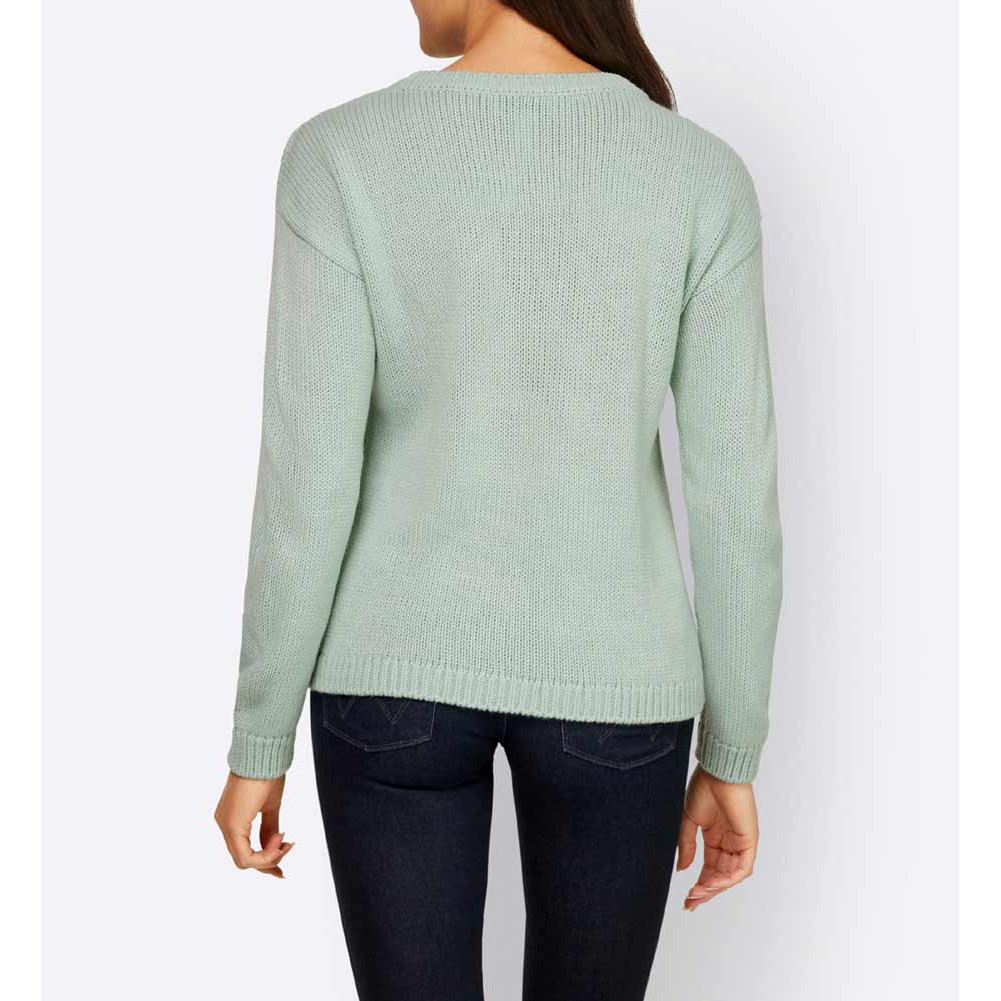 Designer-Ajourpullover m.Schmucksteinen kalkmint