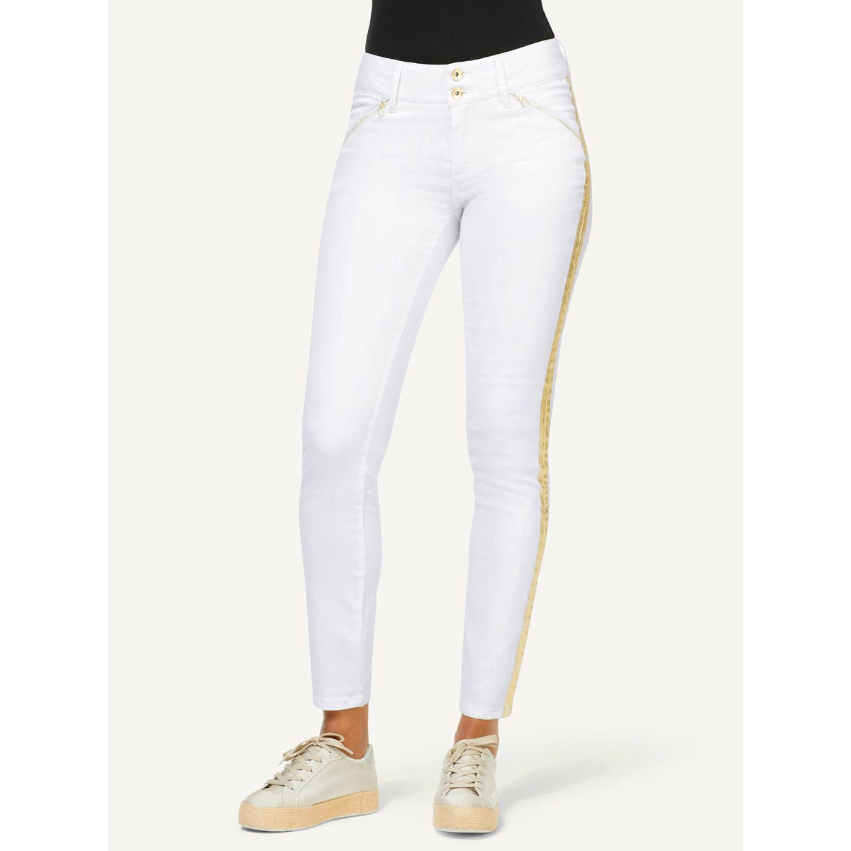 4-Pocket-Stretchjeans ecru-goldfarben