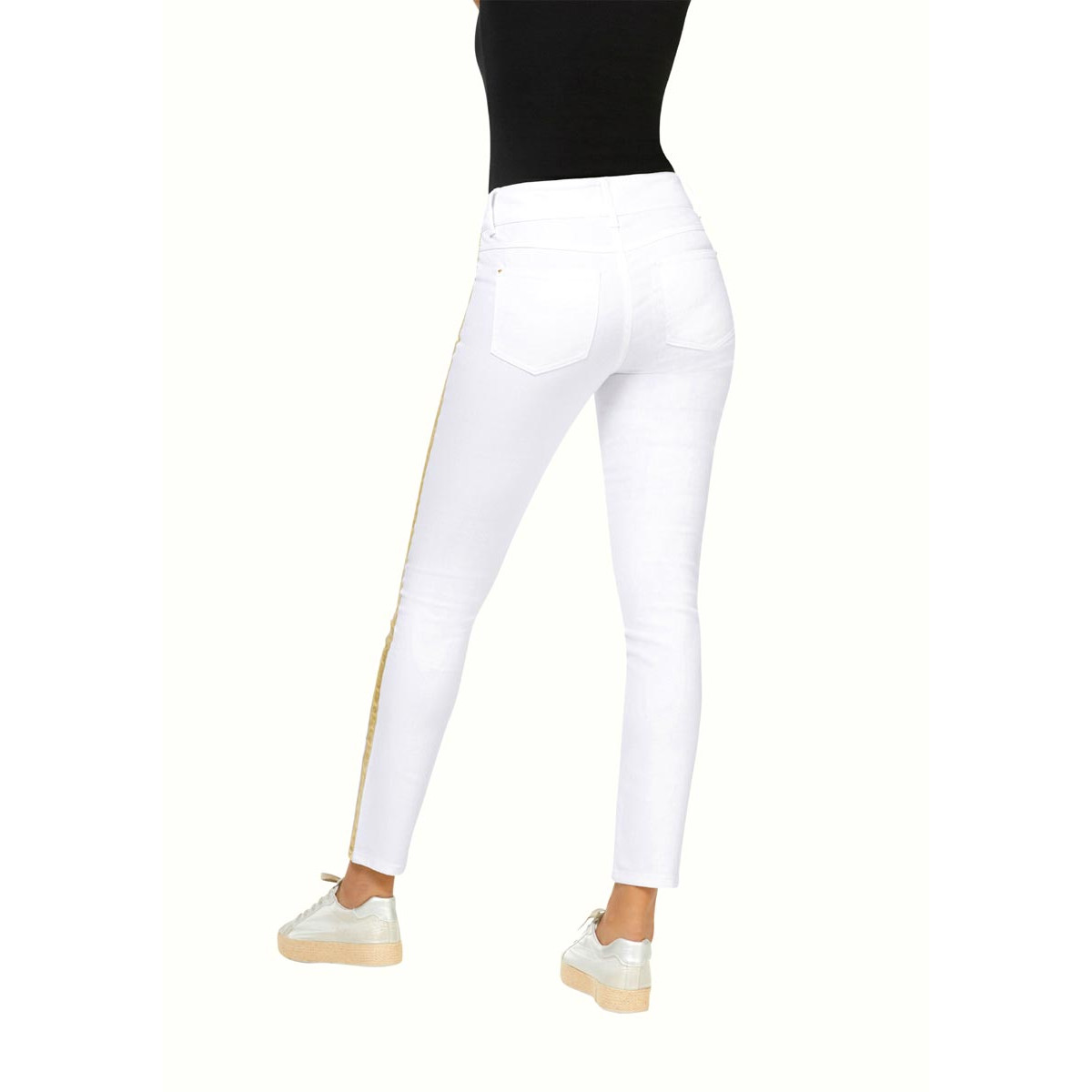 4-Pocket-Stretchjeans ecru-goldfarben