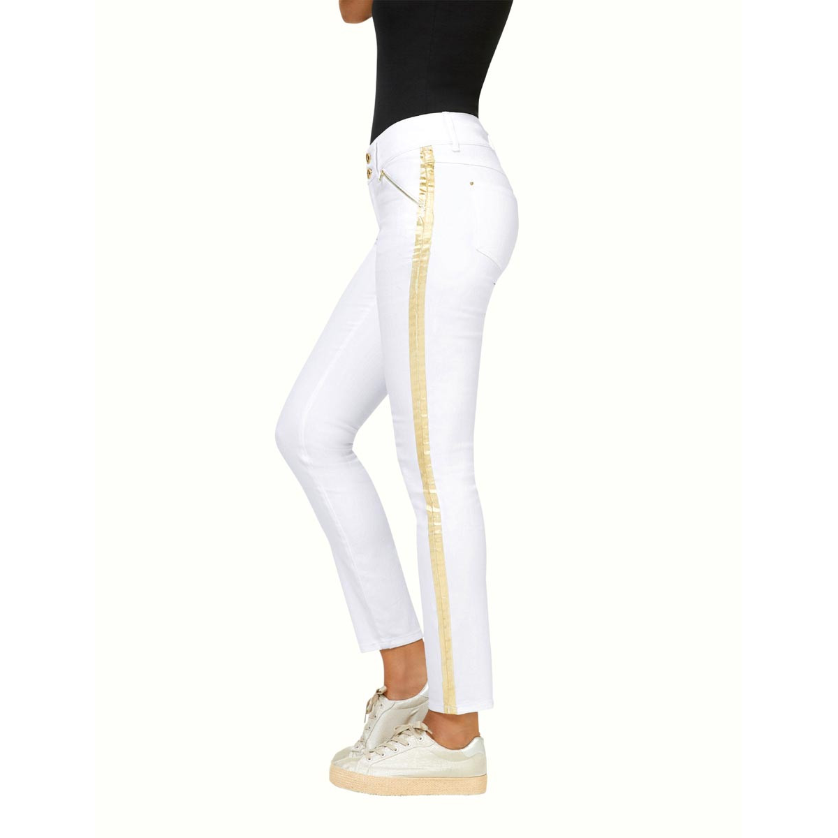 4-Pocket-Stretchjeans ecru-goldfarben