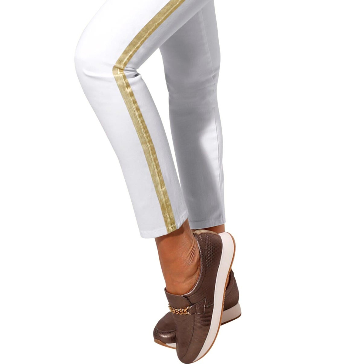 4-Pocket-Stretchjeans ecru-goldfarben
