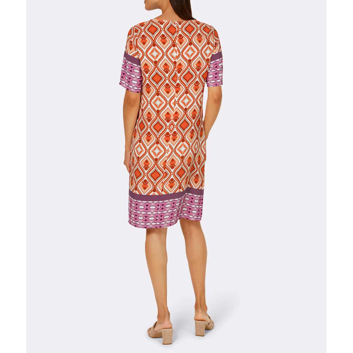 Designer-Druckkleid orange-sand-pink