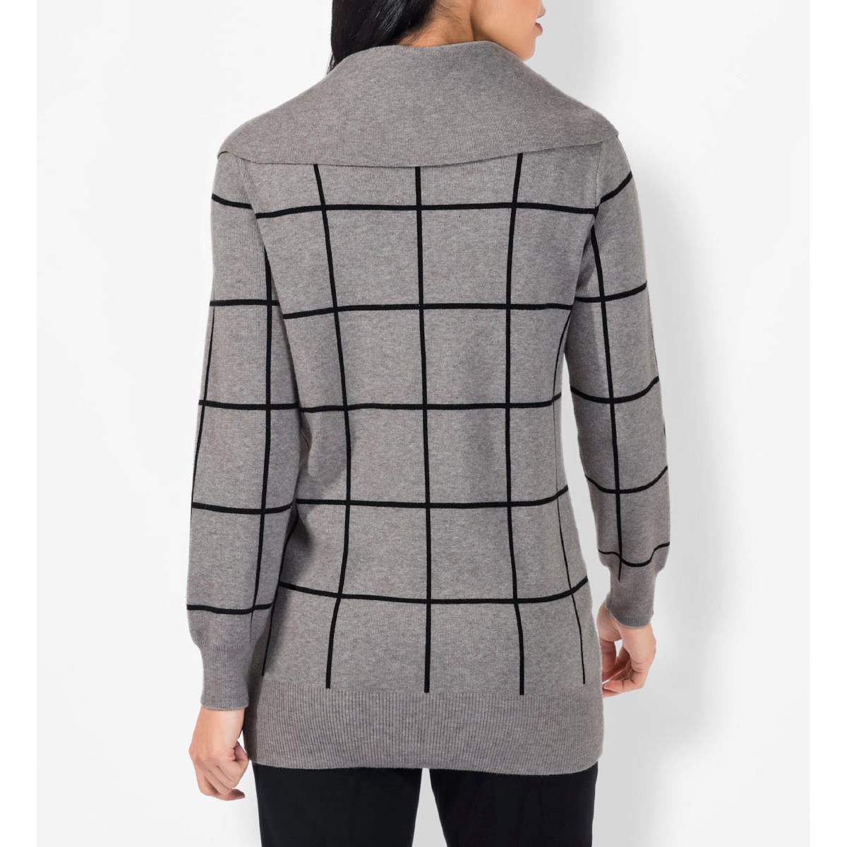 Rollkragen-Jacquardpullover grau-meliert