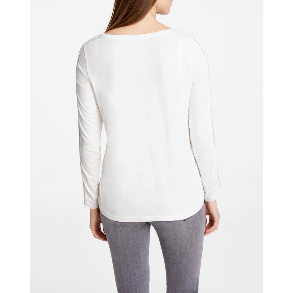 Designer-Druckshirt m. Strass ecru-bedruckt
