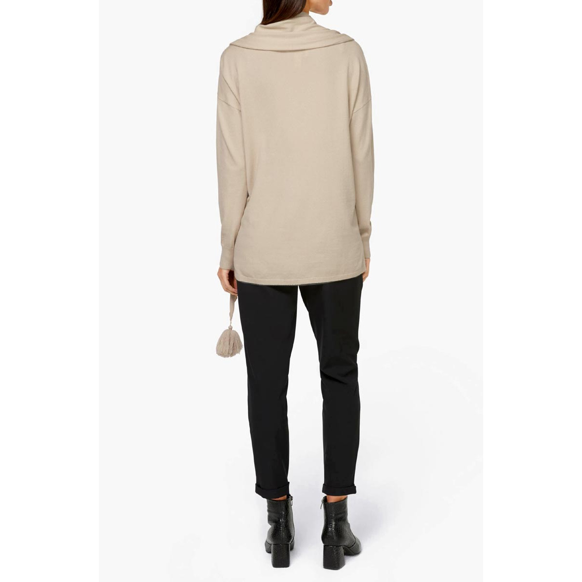 Designer-Pullover m. Schal sand