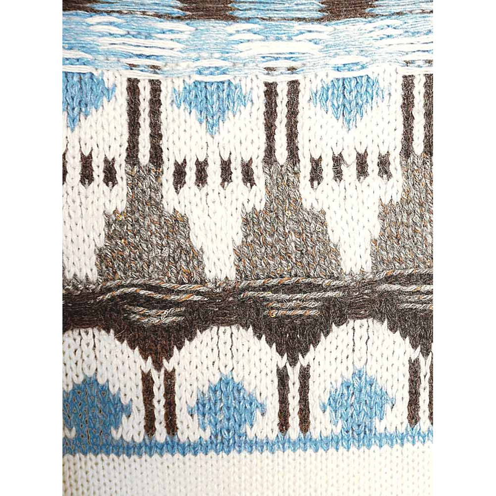 Designer-Strickkleid elfenbein-grau-gemustert