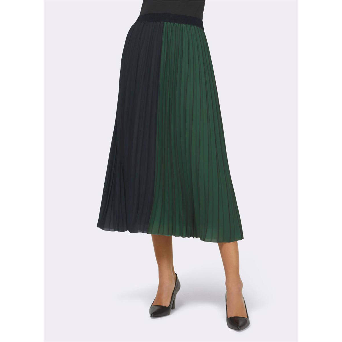 Designer-Plisseerock moos-schwarz