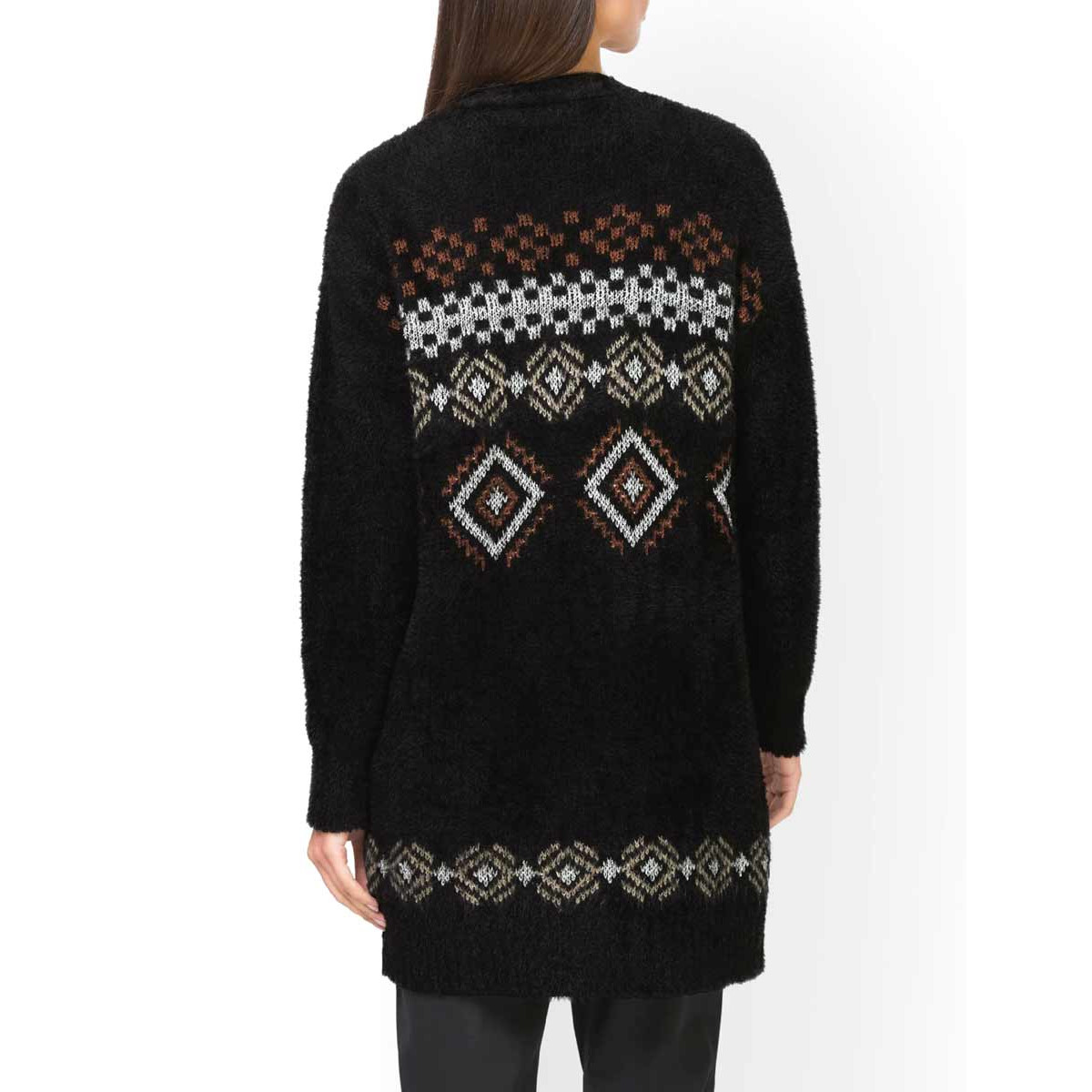 Designer-Kuschel-Strickjacke schwarz-bunt